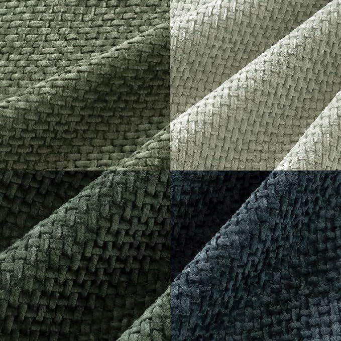 MIULEE Soft Decorative Chenille Pillow Covers Green Navy 18x18 Pack of 4 | Nordic Home Decor, Moody Green–Navy Set, Couch Throw Pillows, Farmhouse Boho Cushion Covers for Sofa Bed Living Room