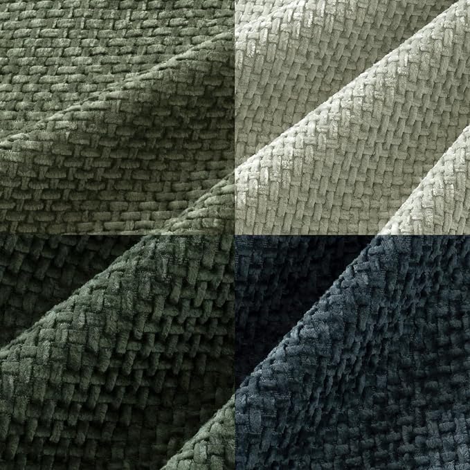MIULEE Decorative Chenille Euro Pillow Covers Green Navy 22x22 Pack of 4 | Nordic Home Decor, Moody Green–Navy Set, Couch Throw Pillows, Farmhouse Boho Cushion Covers for Sofa Bed Living Room