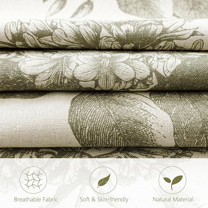 Foindtower Set of 2 Linen Floral Throw Pillow Covers Vintage Accent Print Decorative Cushion Covers Farmhouse Boho Home Decor for Sofa Chair Couch Bedroom Living Room,20×20 Inch,Sage Green