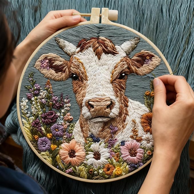 Qcbuegof Relaxing Embroidery Set Includes All Tools and Guide for Stress Relief Home Craft Embroidery Pattern