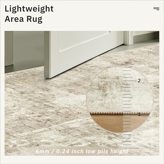 Soalmost Abstratc Runner Rug 2x5 Washable Kitchen Entry Runners Beige/Gray | Non-Slip Low-Pile Rugs for Bathroom Laundry Room, Vintage Foldable Floor Carpet Mat Hallway Entryway for Corridor Bedroom