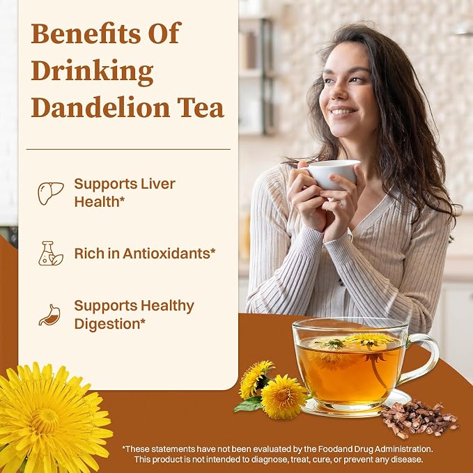 SKMTT Dandelion Root Tea Bags, 120 Count (2g/bag) – Natural Dandelion Leaf & Root Herbal Tea, Caffeine Free & Non-GMO, Roasted Earthy Flavor