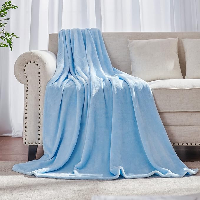 Light Blue Fleece Plush Throw Blanket 60"x80"for Couch Fuzzy Cozy Flannel | Super Soft Lightweight Microfiber Blanket for Sofa Bed bedroom Home Decor All Season,Birthday Gifts for Women Mom Adult