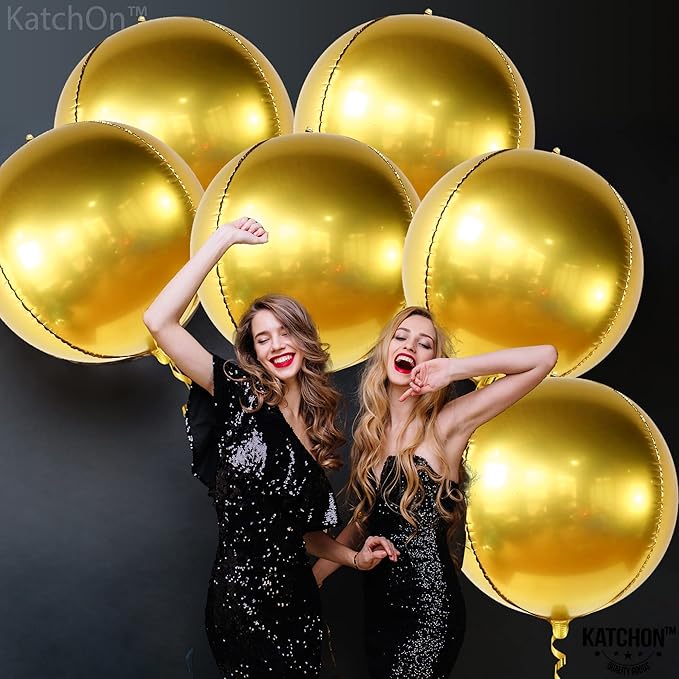 KatchOn, Big Gold Foil Balloon - 22 Inch, Pack of 6 | Gold Mylar Balloons for Golden Party Decorations | Metallic Gold Balloon Birthday Party Decor, Wedding, Gold Graduation Decorations 2026