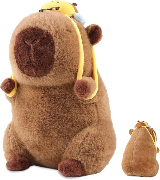 Capybara Plush Cute Capybara Stuffed Animal Kawaii Plush Toy with Bee Backpack Gifts Cute Pillow Birthday for Kids Boys Girls 12 Inch