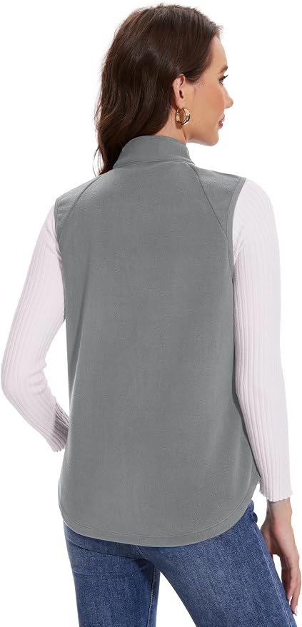 MAGCOMSEN Women's Fleece Vest with Zipper Pockets Zip Up Sleeveless Jackets Lightweight Soft Warm Polar Vest Outerwear