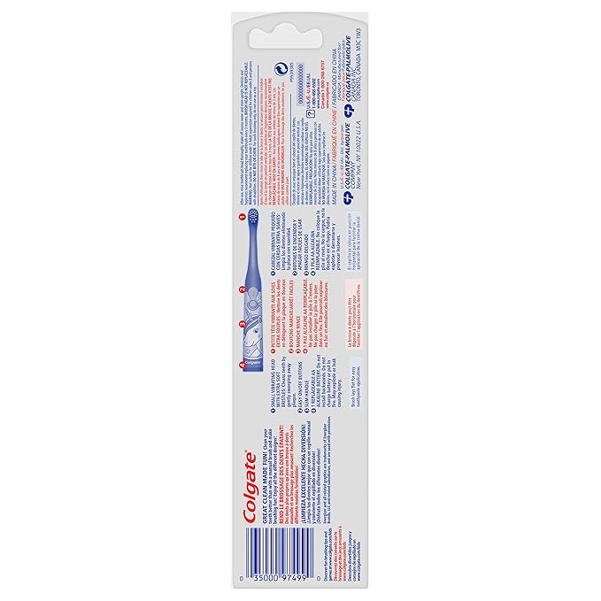 Colgate Kids Battery Powered Toothbrush, Kids Battery Toothbrush with Included AA Battery, Extra Soft Bristles, Flat-Laying Handle to Prevent Rolling, Unicorn Toothbrush, 1 Pack
