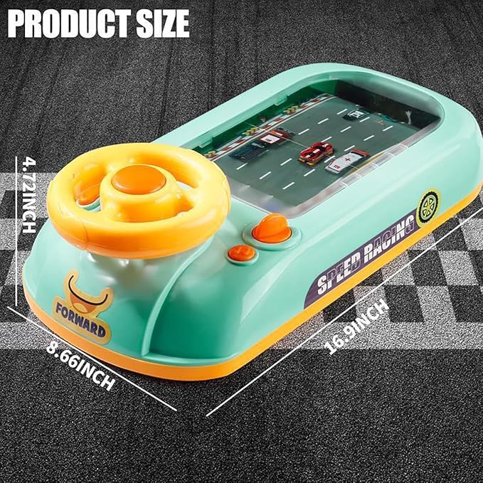 Racing Adventure Car Steering Wheel,Car Racing Adventure Toy with Steering Wheel,Racing Car Toy with Steering Wheel-200 Levels,Sound Effects,Adjustable Volume,2 Speed Adjustable (Pink)