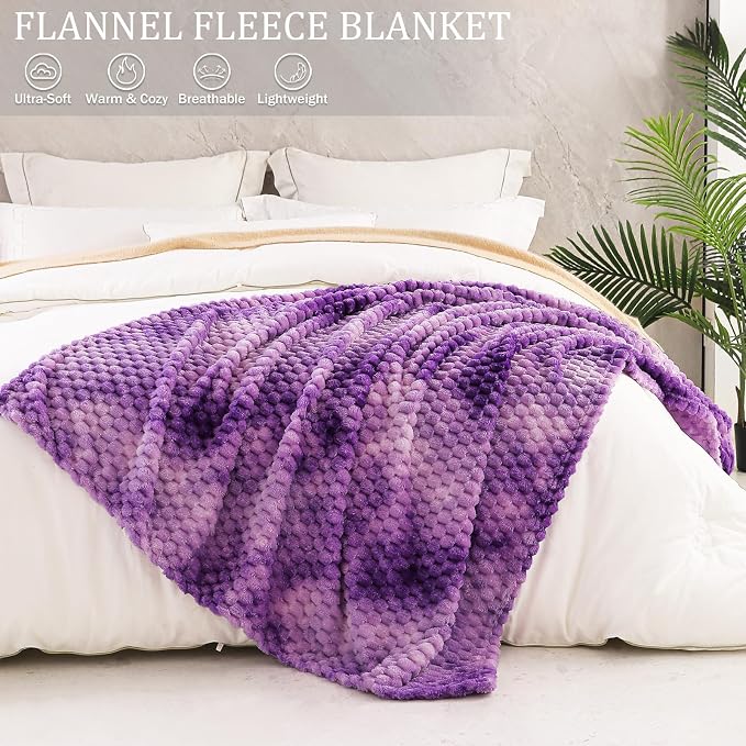 Exclusivo Mezcla 3D Fleece Twin Size Blanket for Bed, Tie-dye Purple | Extra Soft Fuzzy Plush Lightweight Bed Blankets, Cozy Fluffy Decorative Blankets for All Seasons, 60x80 Inches
