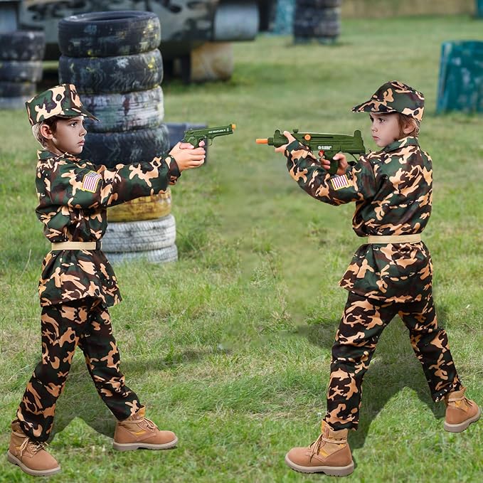 Army Costume for Boys, Halloween Costumes for Kids, Military Costumes with Accessories