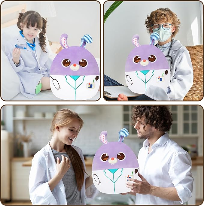 Easfan 12'' Doctor Rabbit Plush Pillow Soft Plush Toy Cute Stuffed Animal Home Room Decoration Gifts for Kids Toddlers