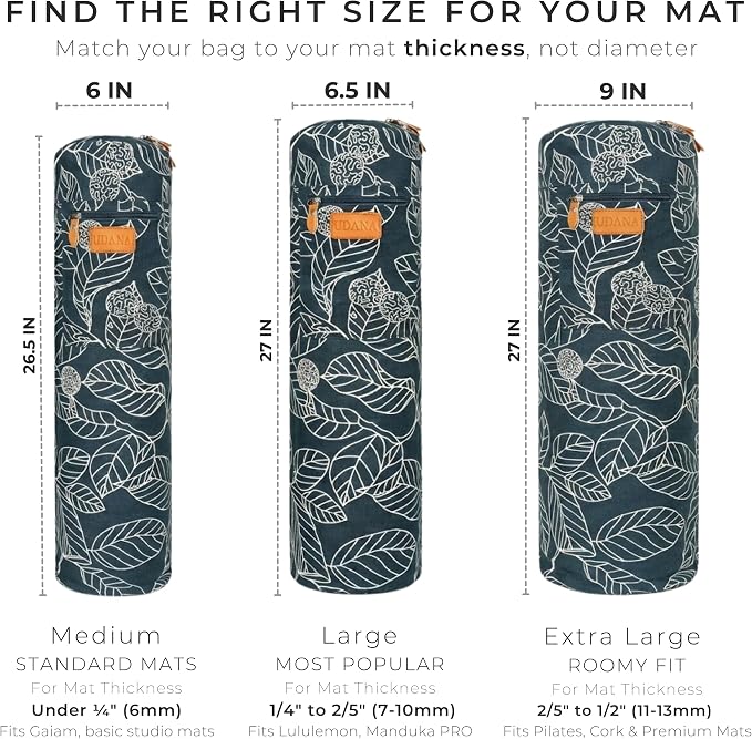 UDANA Canvas Yoga Mat Bag for Women & Men, Full-Zip Carrier with 3 Pockets & Adjustable Strap, Stylish Gym & Pilates Bag – Available in Multiple Sizes