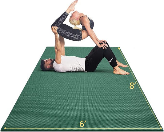 GXMMAT Large Yoga Mat 12'x6'/10'x6'/6'x8'(7mm), Extra Thick Workout Mats for Home Gym Flooring, Ultra Comfortable Non-Slip Quick Resilient Barefoot Wide Exercise Mat for Pilates, Stretching,Meditation