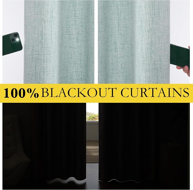 NICETOWN Seafoam Green Blackout Curtains for Living Room 2 Panels, W52 x L84 in Each, Privacy Protection & Noise Reducing Draperies Back Tab & Rod Pocket Top, Grey Lined Insulated Window Treatments