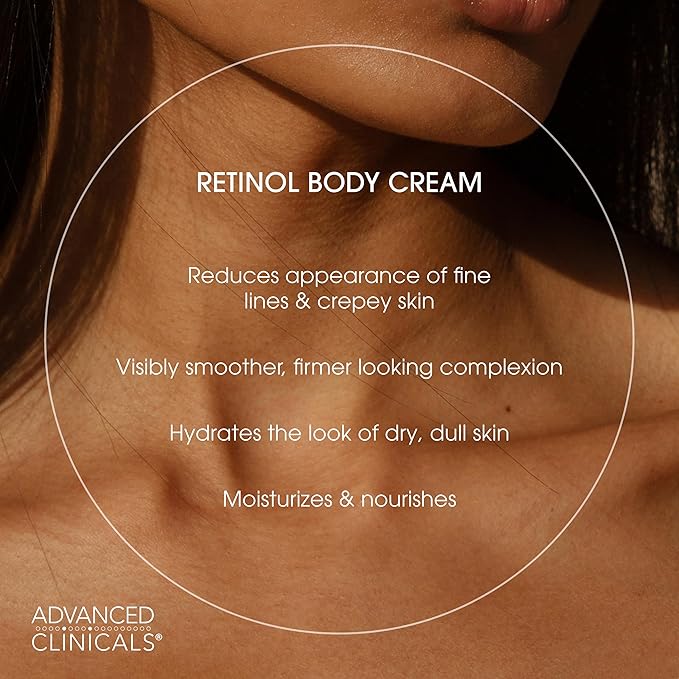 Advanced Clinicals Retinol Body Lotion + Collagen Cream Fragrance Free Face Moisturizer & Body Cream 2pc Skincare Set For Women & Men Helps Reduce Appearance Of Crepey Skin, Wrinkles, & Dry Skin, 2pc