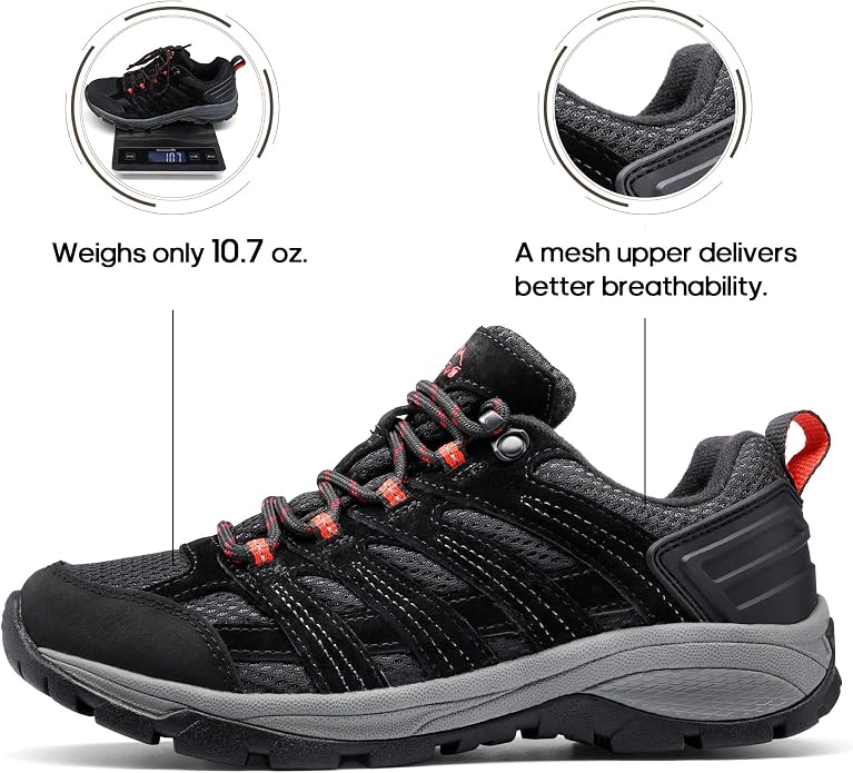 NORTIV 8 Women's Lightweight Hiking Shoes | Breathable Walking Sneakers Slip-Resistant For Outdoor Work Travel Daily Wear Wander