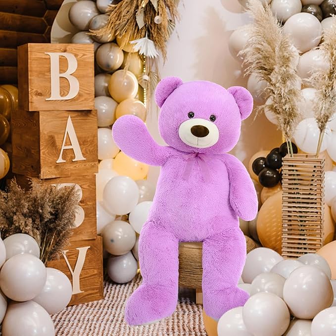 MorisMos Giant Teddy Bear Stuffed Animal 3 ft, 36'' Big Teddy Bear Toy,Lavender Teddy for Girlfriend Valentine's Gift,Large Stuffed Animal for Kid Birthday Christmas Baby Shower,Purple