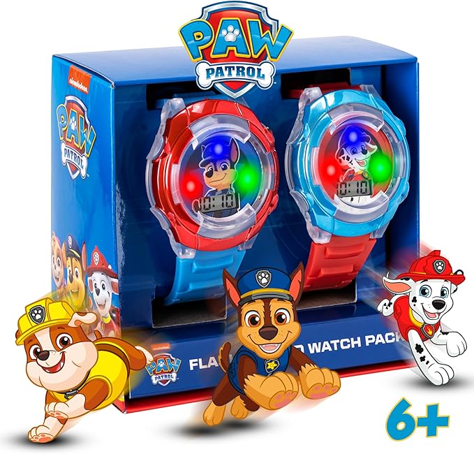 Paw Patrol Kids' Flashing LED Light-Up Feature - LCD Watch Set - Chase and Marshall Digital Watches