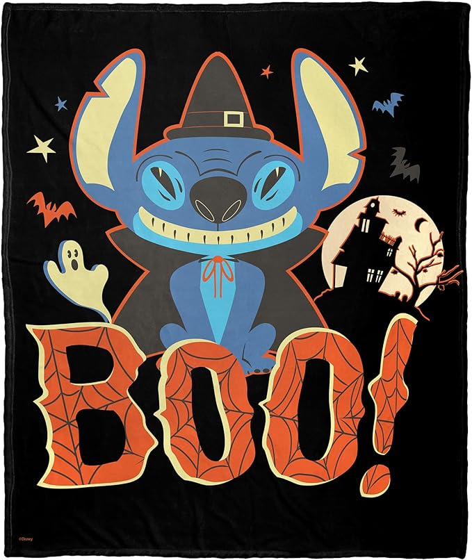 Northwest Lilo and Stitch Silk Touch Throw Blanket, 50" x 60", Witch Stitch Boo