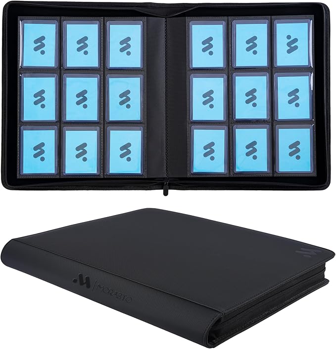 Top Loader Binder, Holds 324 Top Loaders,9 Pocket Top Loader Binders for 3" x 4" Rigid Cards,Top Loader Card Binder for Hard Plastic Top Loaders -Black