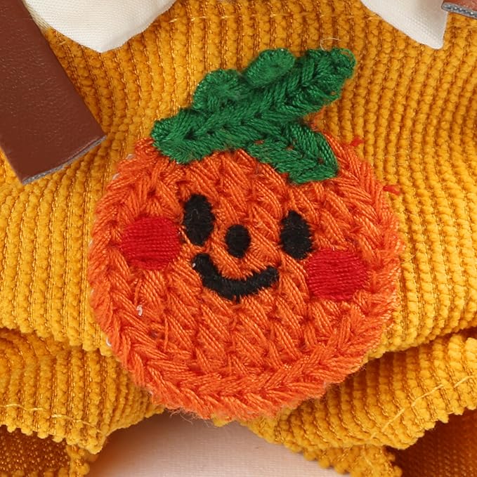 3-Piece Doll Clothes for Labubu & 17cm Dolls – Stylish Fisherman Hat Set, Kawaii Doll Outfits with Accessories for Collectors or Display - Yellow Pumpkin (No Dolls)