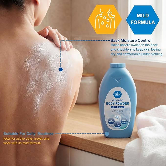 MED PRIDE Talc-Free Cornstarch Body Powder, Original Scent, 13 oz Bottle