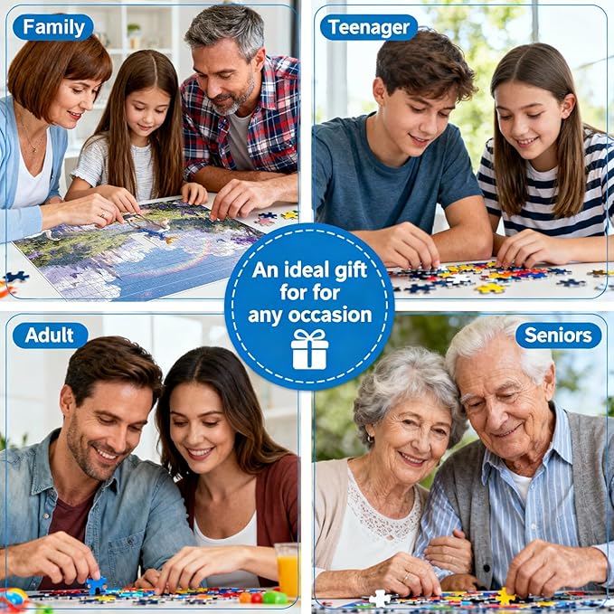 Puzzles for Adults 1000 Pieces - Fairy Tale Themed Colorful Jigsaw Puzzles, Fun Family Game, Challenging Brain Teaser, 28 x 20 in, Great Gift Idea & Home Decor (Princess and Castle)