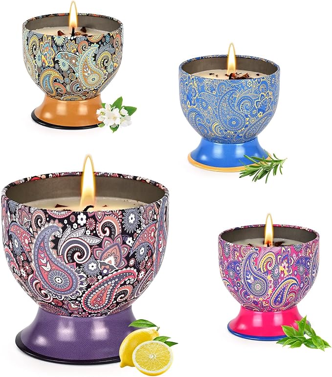 Scented Candles Gift Set of 4, Aromatherapy Candle,Natural Soy Wax Candles,Candle Gift for Women, Non-Toxic Candles for Men, Women, Friends, Birthday, Wedding