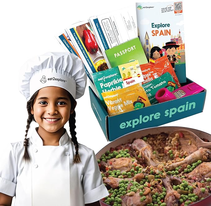 Cooking Kits for Kids - Interactive & Educational Set with 3 Recipe Cards, Key Ingredients & Cooking Tools - Ideal Idea for Kids who Love to Create Meals (Spain Edition)