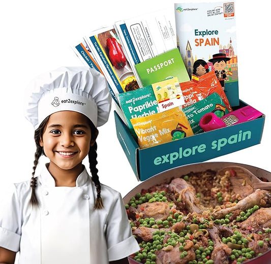 Cooking Kits for Kids - Interactive & Educational Set with 3 Recipe Cards, Key Ingredients & Cooking Tools - Ideal Idea for Kids who Love to Create Meals (Spain Edition)