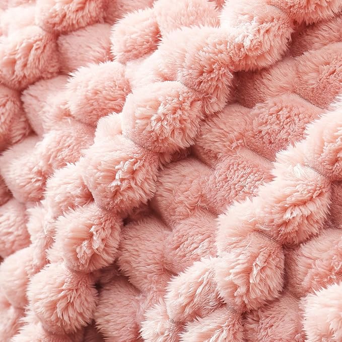 Whale Flotilla Soft Fleece Twin Size Bed Blanket Luxury 3D Jacquard, Pink | Lightweight Coverlet Bedspread, Super Cozy Plush Fluffy Fuzzy All‑Season Decorative Blanket for Bed, Dorm Essentials, 60"x80"