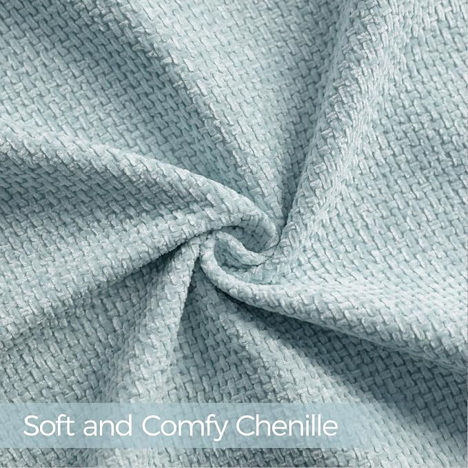 a moment Baby Blue Chenille Throw Pillow Covers 12x20 Inch Pack of 2 Modern Decorative Throw Pillow Covers Farmhouse Cross Covers Home Decor for Sofa Bedroom Living Room