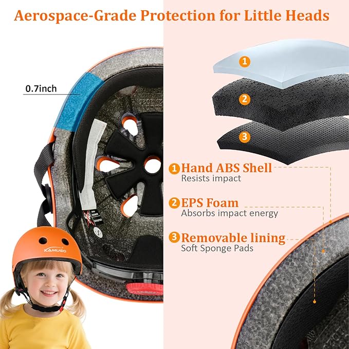 KAMUGO Kids Adjustable Helmet, Suitable for Toddler Kids Ages 2-14 Boys Girls, Multi-Sport Safety Cycling Skating Scooter Helmet