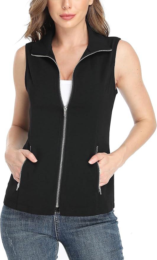 MISS MOLY Women's Lightweight Vest Casual Zip Up Utility Vest Hiking Golf Sleeveless Jackets with Pockets