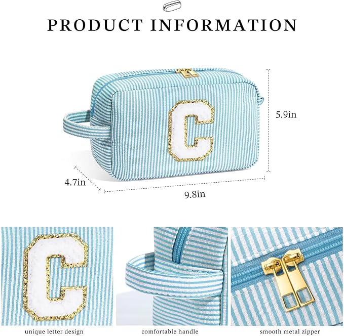 YOOLIFE Personalized 40th, 50th, 60th Birthday Gifts - Thank You Gifts for Her: Mom, Best Friend, Teacher, Sister, Monogram Initial Makeup Bag