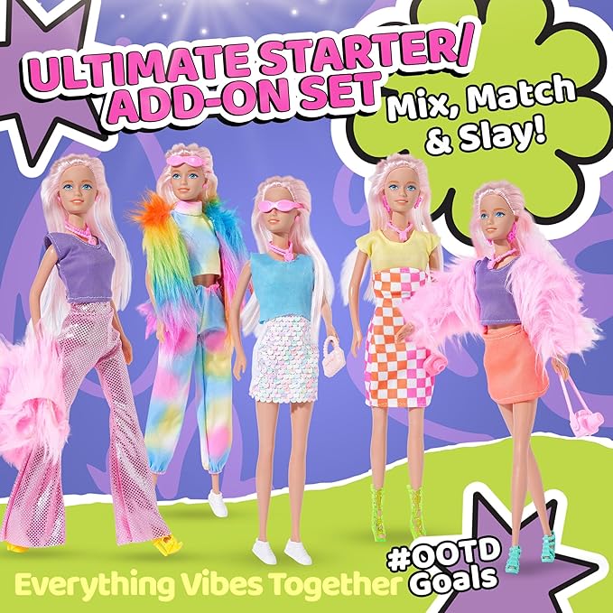 54 Pcs, 11.5 inch Doll Included, Extra Trendy Doll Clothes & Accessories Set | Girls Gift for Ages 5-7, Kids Toys for 3, 4, 5, 6, 7, 8 Year Old Birthdays or Any Occasion