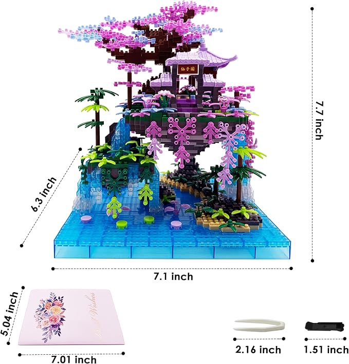 2588 PCS Cherry Blossom Bonsai Tree Building Block Sets for Adults Teens，Chinese Moon Palace Architecture Model，Micro Mini Japanese Sakura Tree House Building Kit，Creative Gift for Kids 14+
