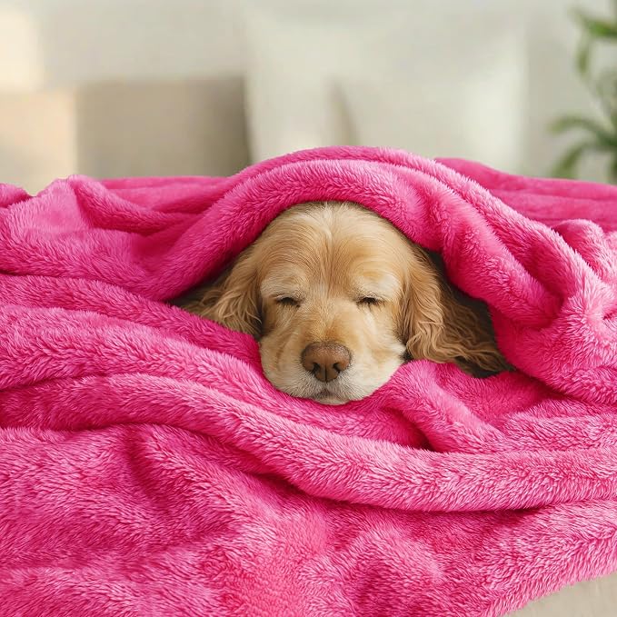 Exclusivo Mezcla Fuzzy Plush Fleece Bed Blanket Queen Size, Hot Pink | 90x90 Inches, Super Soft and Cozy Bed Blanket, Fluffy Decorative Bedding for Livingroom, Bedroom, All Season