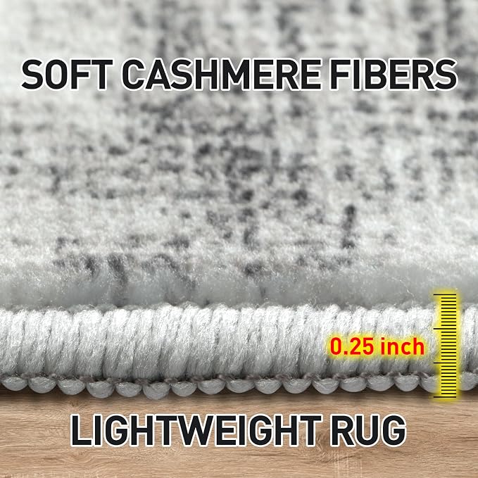 2'6''x8' Runner Rugs Washable Rug: Modern Abstract Hallway Runner Rug Indoor Soft Low Pile Thin Carpet Anti-Skid Non-Shedding Carpets for Kitchen, Entryway, Laundry, Bedroom - Black Grey