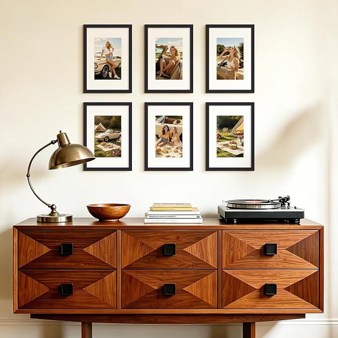 upsimples 9x13 Frame, Display Pictures 6x9 with Mat or 9 x 13 Without, Wall Hanging Photo Frames, Black, 1 Pack