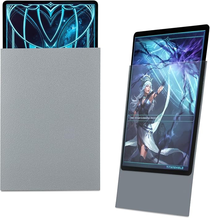 TitanShield Premium Card Sleeves | Compatible with Pokemon, One Piece, Lorcana, Flesh & Blood, & Magic The Gathering MTG | (150 Sleeves - Standard) (1, Silver, Standard | 66x91mm)