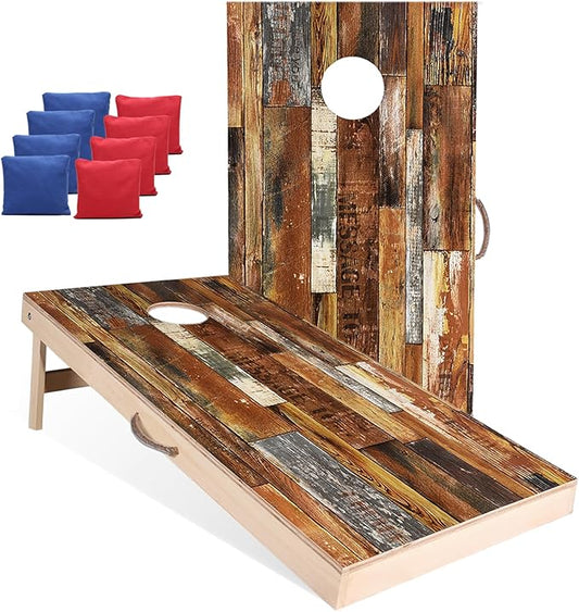 Sportdo Solid Wood Vintage Cornhole Game Set, Two 4'x2'Cornhole Boards, 8 Cornhole Bags for Indoor and Outdoor Toss Games Competitions, Tournaments