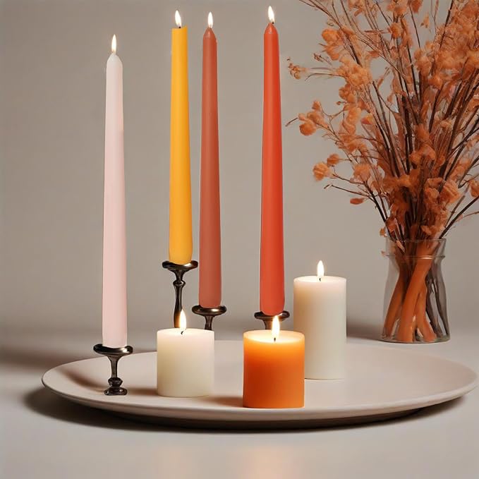 4 PCS Citrus Scented Taper Candles Gradient Orange Candlesticks Smokeless Candle Colorful Long Candles 10 inch for Christmas Wedding Festival Home Decor