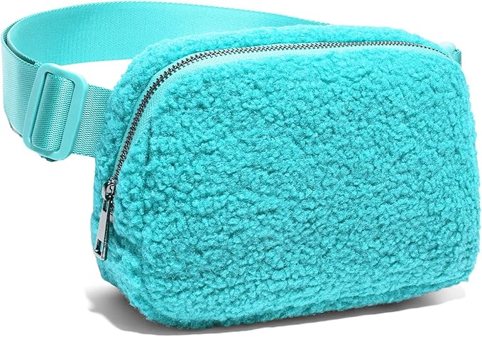 Gitus Fleece Belt Bag Sherpa Fanny Pack Crossbody Bags for Women Fashion Waist Packs with Adjustable Strap for Gym Travel Hiking Running Trending Gifts for Teen Girls Women Men (Lake Blue)
