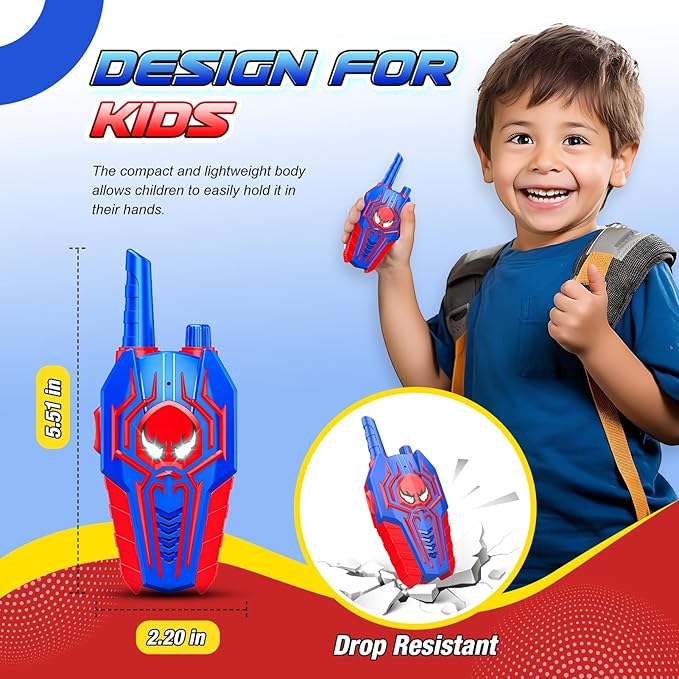 Kids Walkie Talkies for Boys: Toys Gifts for 3 4 5 6 7 8 Year Old Boys Girls Kids Walkie Talkies 2 Pack Outdoor Hiking Camping 2 Way Radio Toy Age 3-8 Year Old Boy Girl Birthday Gifts Ages 5-7