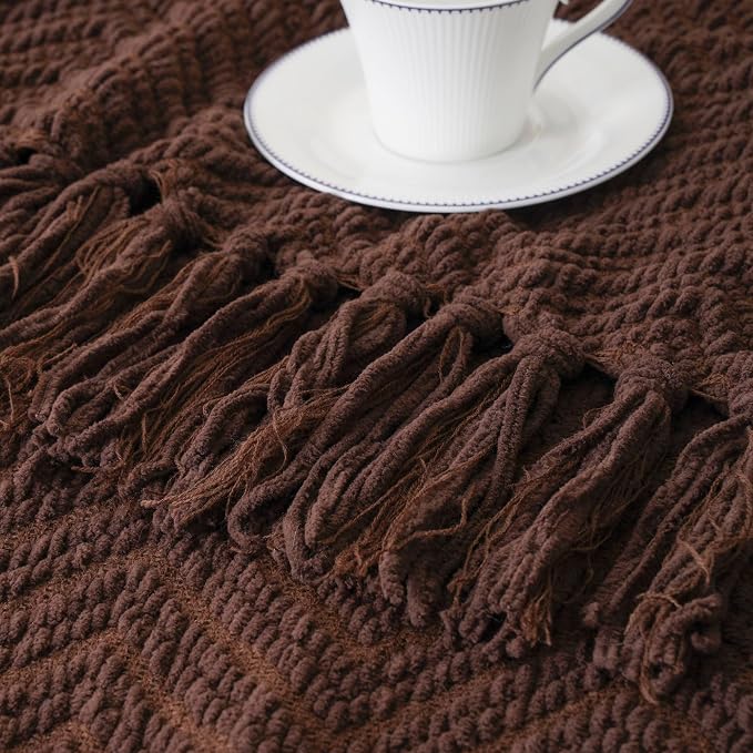 BATTILO HOME Dark Brown Throw Blanket for Couch, Knitted Brown Throw 50'' x 60'', Super Soft Cozy Warm Chocolate Throw for Living Room Chair Couch Bed Sofa Bedroom Home Decor