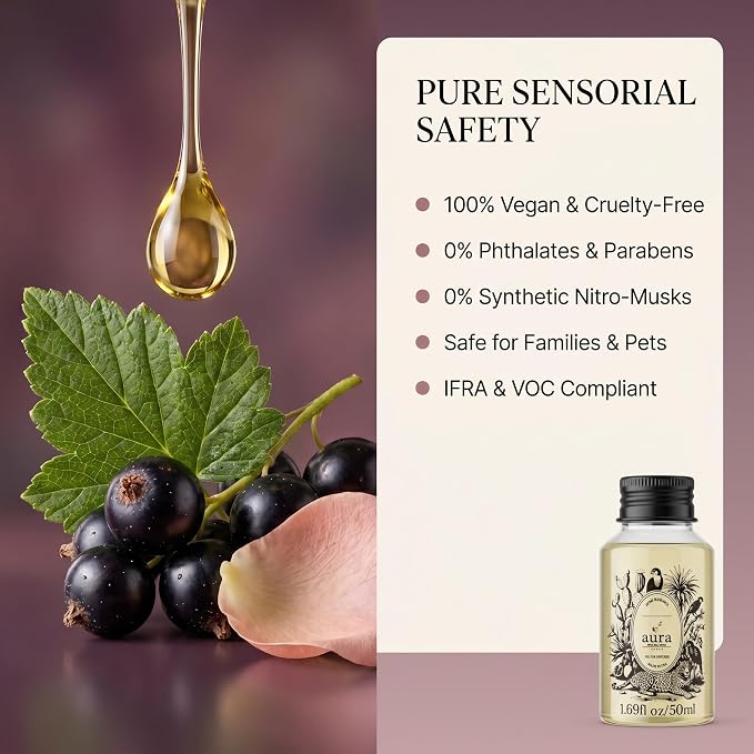 Aura Cassis | Wild Rose & Cassis Berry Fragrance Oil for Diffusers | Inspired by Dipty. que L'Ombre Dans l'Eau | Floral Fruity Scent | Aromatherapy | Home & Bedroom | 1.7 fl oz (50ml) | Long Lasting
