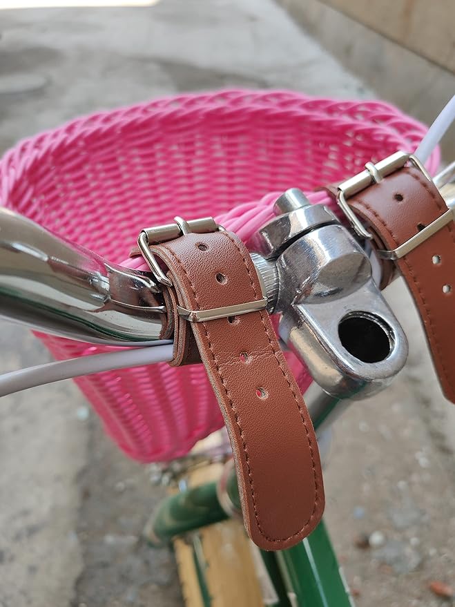 Kids Bike Basket, Wicker Handlebar Bicycle Basket for Girls With Unicorn Necklace, Bell, Streamers, Stickers Decoration Accessories Set