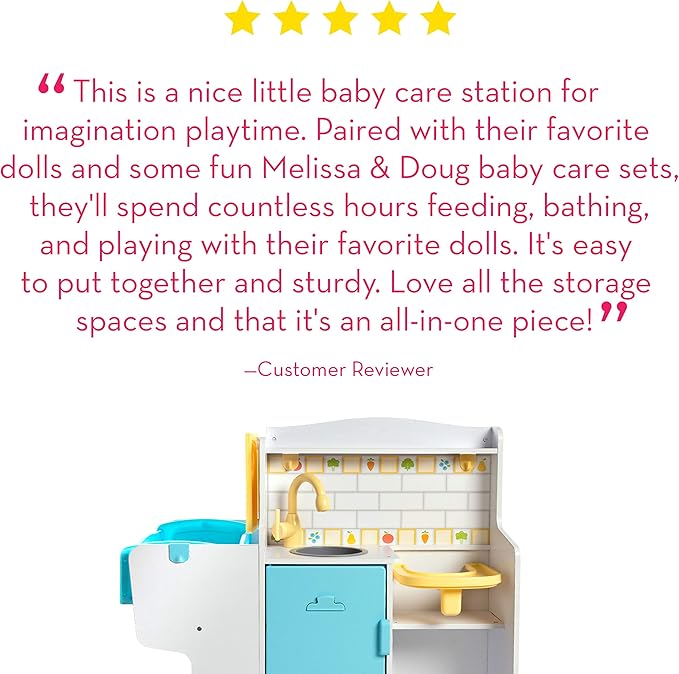 Melissa & Doug Mine to Love Baby Care Activity Center for Dolls - Kitchen, Nursery, Bathing-Changing