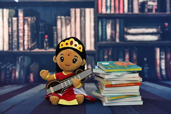MODI TOYS Saraswati Devi Collection - Mantra Singing Plush Toys and Book | Ideal for Newborns, Infants, Toddlers, Grandparents | Best for Diwali, Baby Shower, Birthday, Housewarming